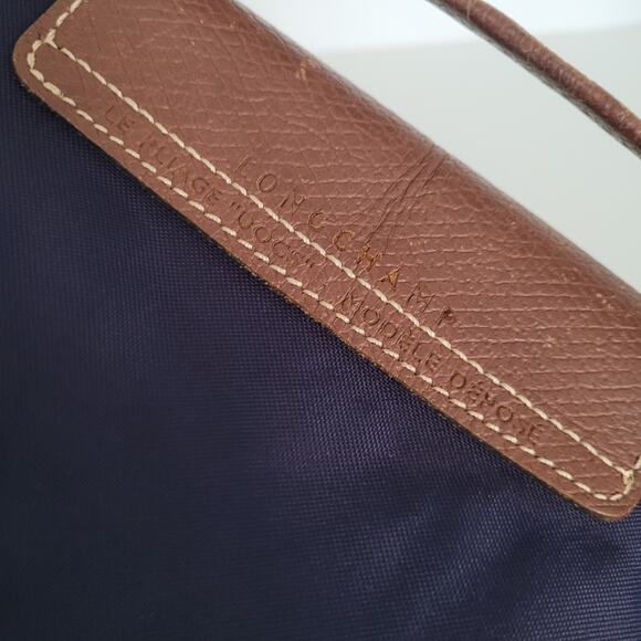 Longchamp Le Pliage Buissness Document Nylon Top Handle Tote Zip Large Blue - Picture 9 of 10